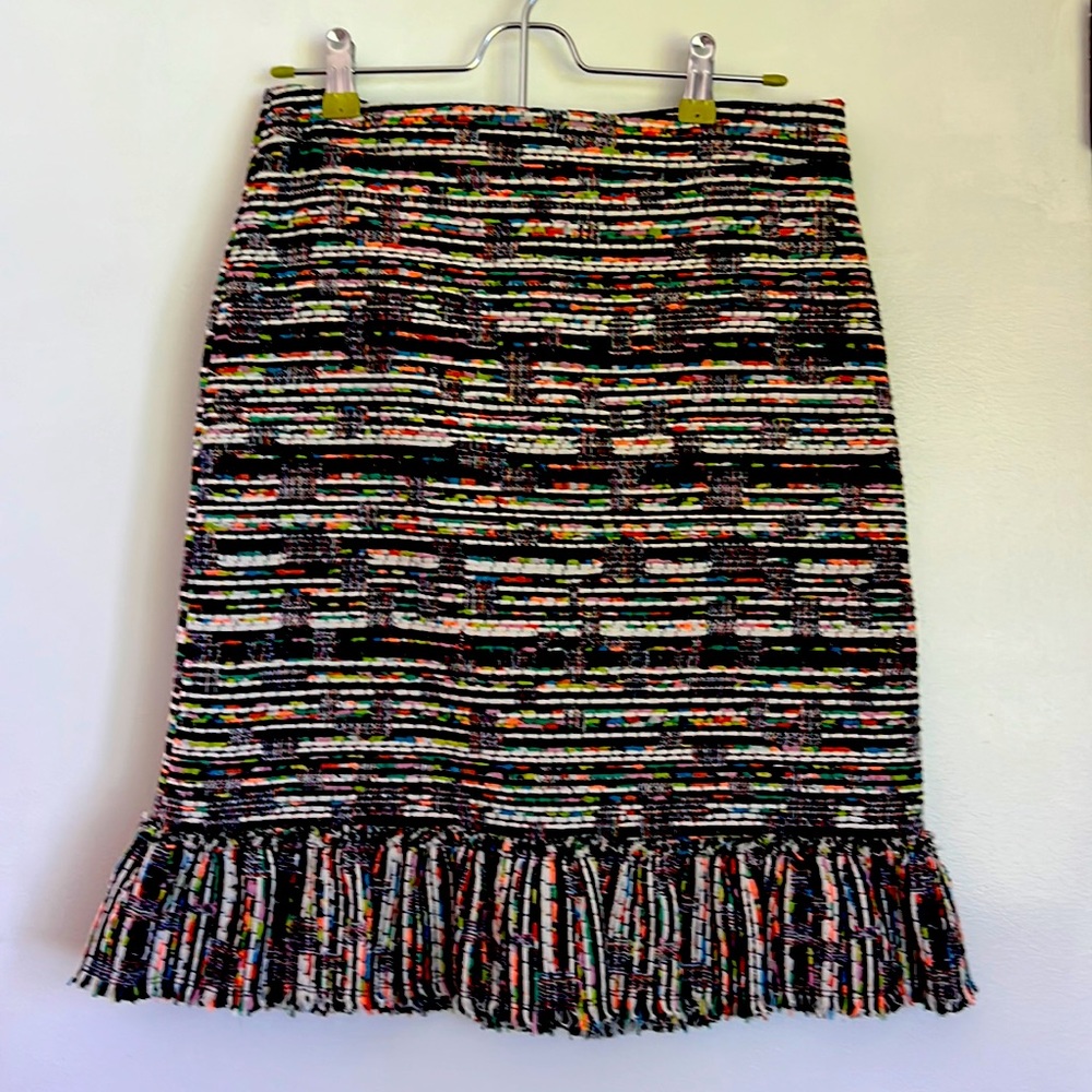 Ann Taylor multi-color fringe pencil skirt